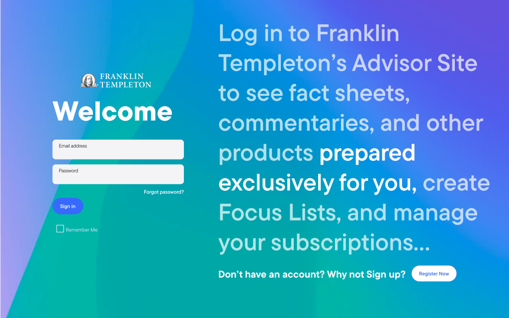 Franklin Templeton: Advisor Sign-in and&nbsp;Register